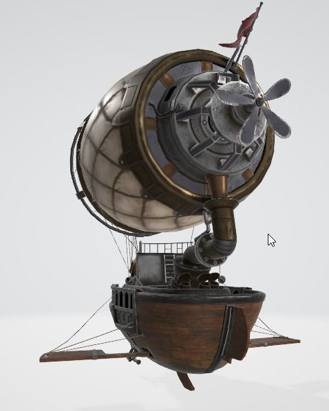Steampunk ship Low-poly 3D model_6