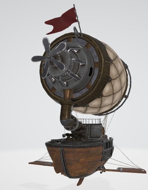 Steampunk ship Low-poly 3D model_5