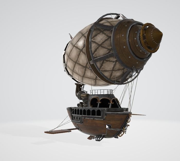 Steampunk ship Low-poly 3D model_3