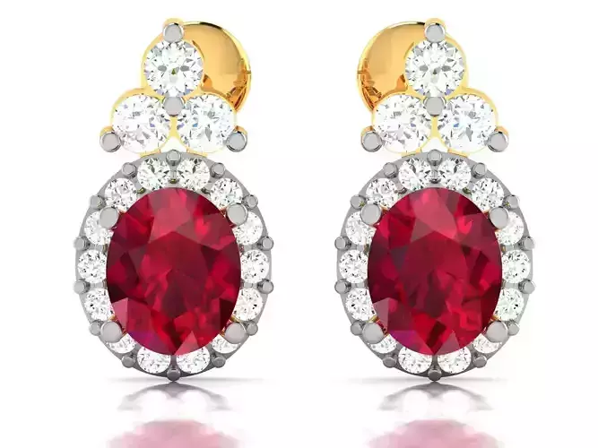 Multi stylish Oval Diamond Earrings 3D print model