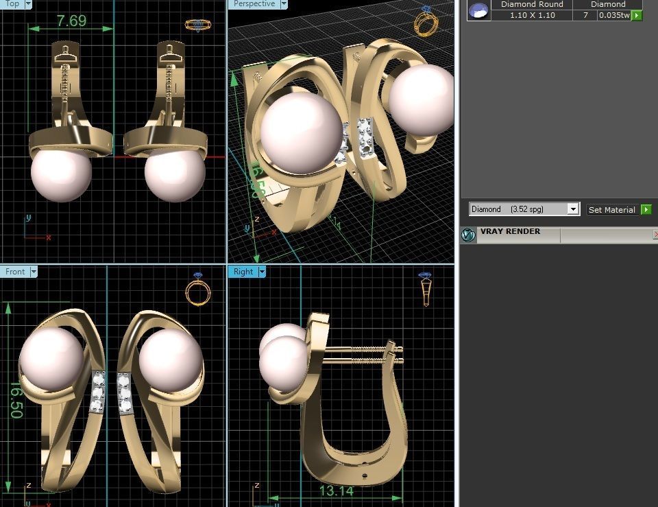 Multi stylish Opal Stone Earrings 3D print model_5