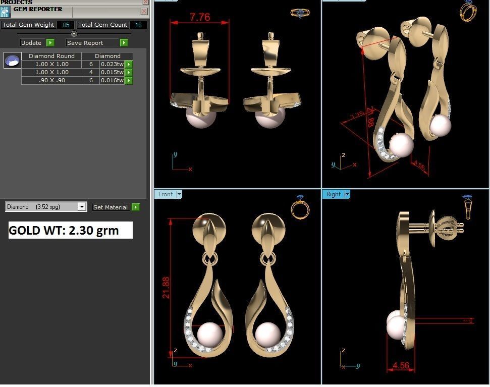 Multi stylish Opal Stone Earrings 3D print model_5