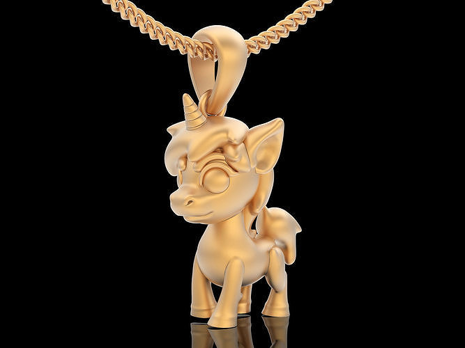 Unicorn  pendant  gold silver printable jewelry 3D model 3D print model