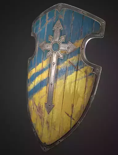 Old Wooden Shield with Substance source  Low-poly 3D model