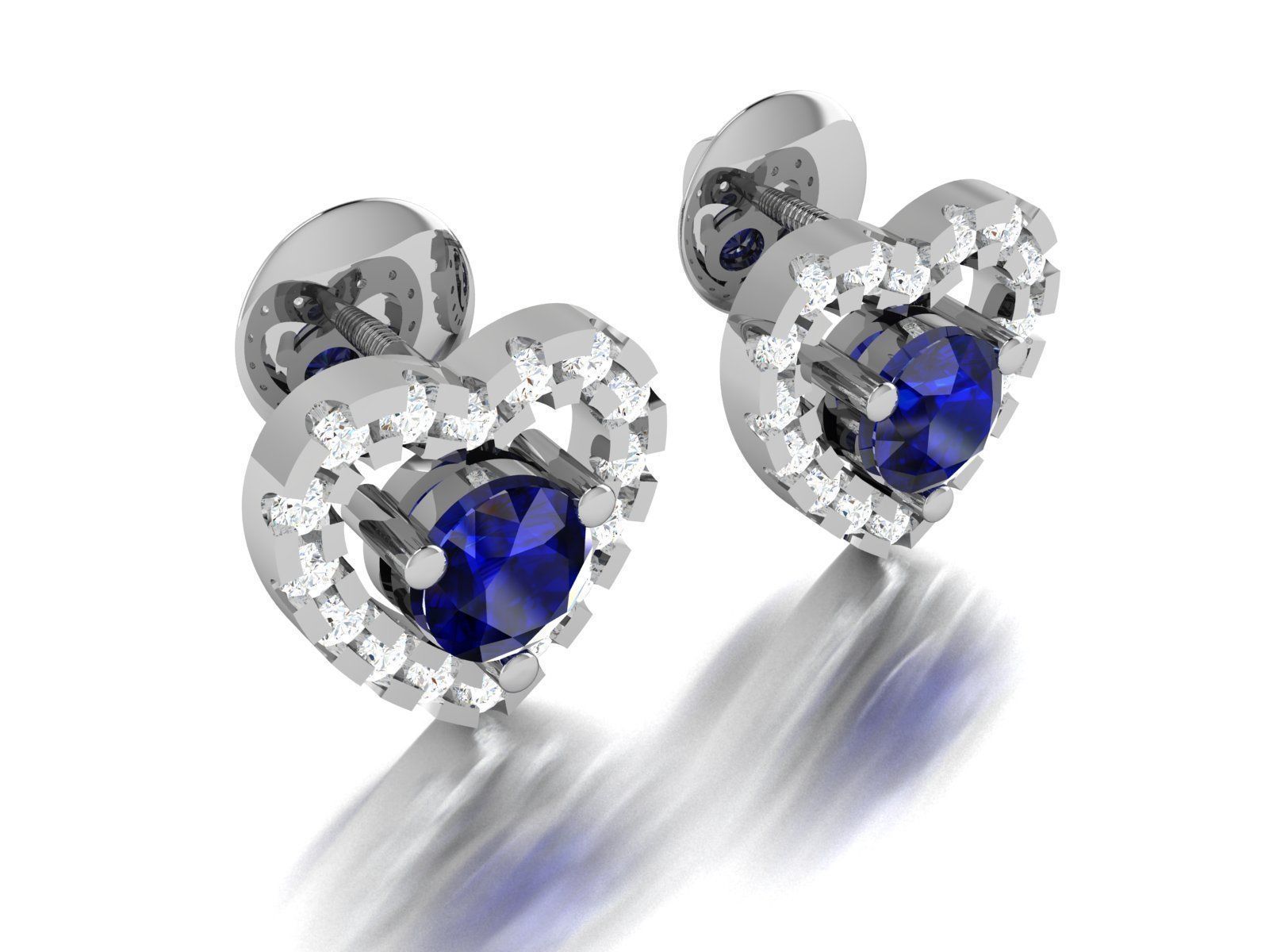 Diamond Classic Heart Earrings 3D print model_1