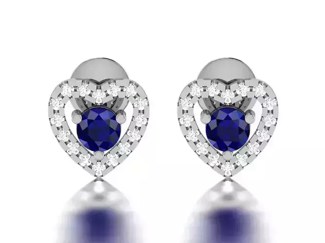 Diamond Classic Heart Earrings 3D print model