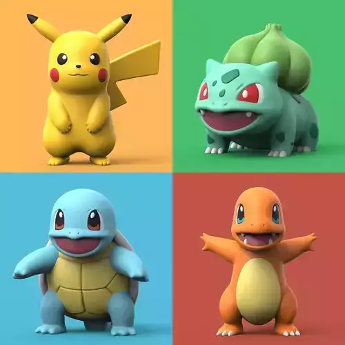 POKEMON - PIKACHU SQUIRTLE CHARMANDER BULBASAUR 3D print model