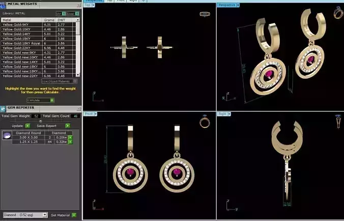 Diamond Classic Earrings 3D print model