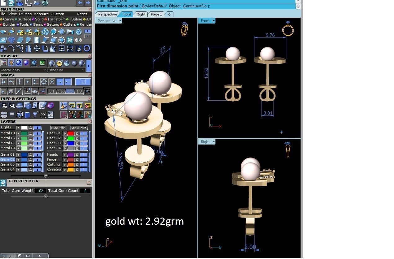 Diamond Classic Opal Stone Earrings 3D print model_6