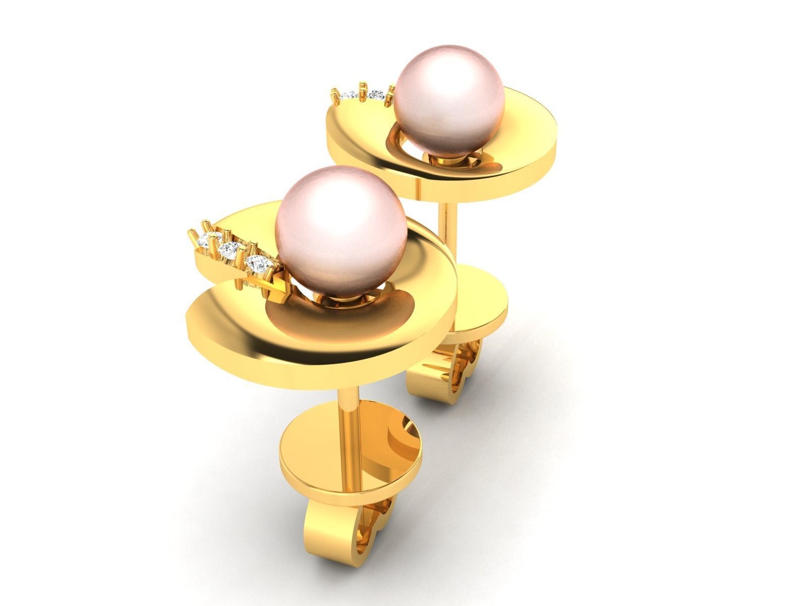 Diamond Classic Opal Stone Earrings 3D print model_1