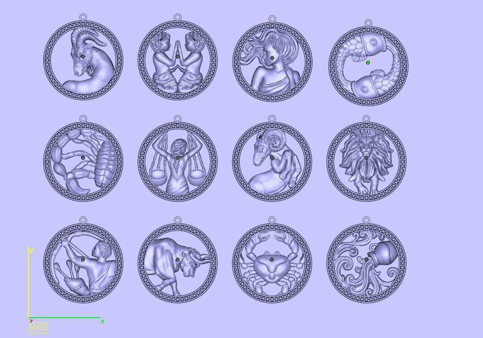 Jewellery Horoscope Signes Pack 3D model_1
