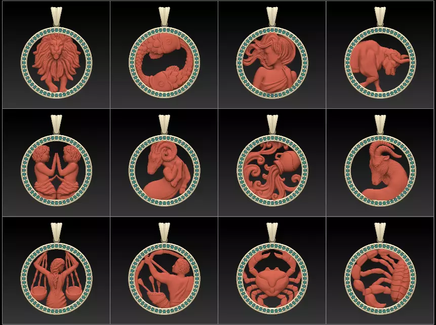 Jewellery Horoscope Signes Pack 3D model_0