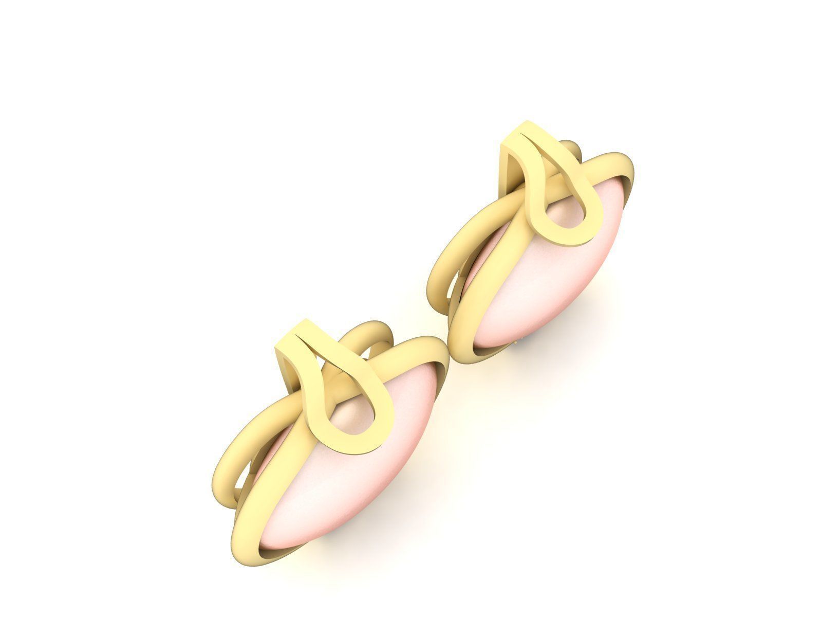 Diamond Classic Opal Stone Earrings 3D print model_7