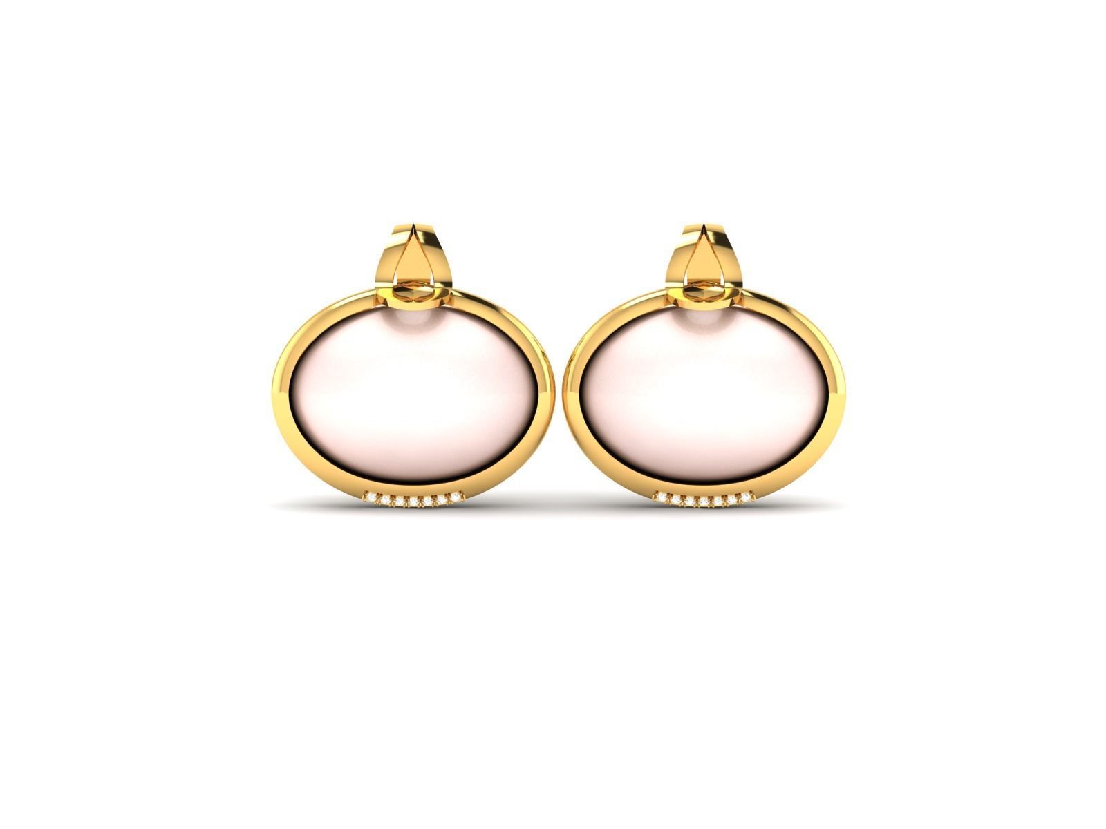 Diamond Classic Opal Stone Earrings 3D print model_9