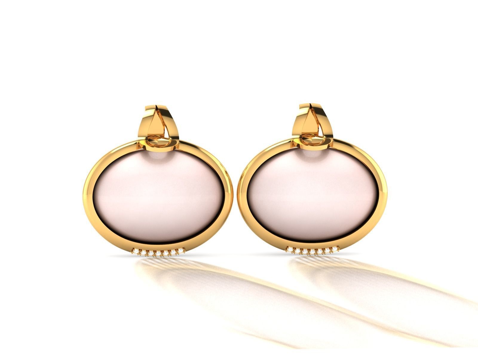 Diamond Classic Opal Stone Earrings 3D print model_1