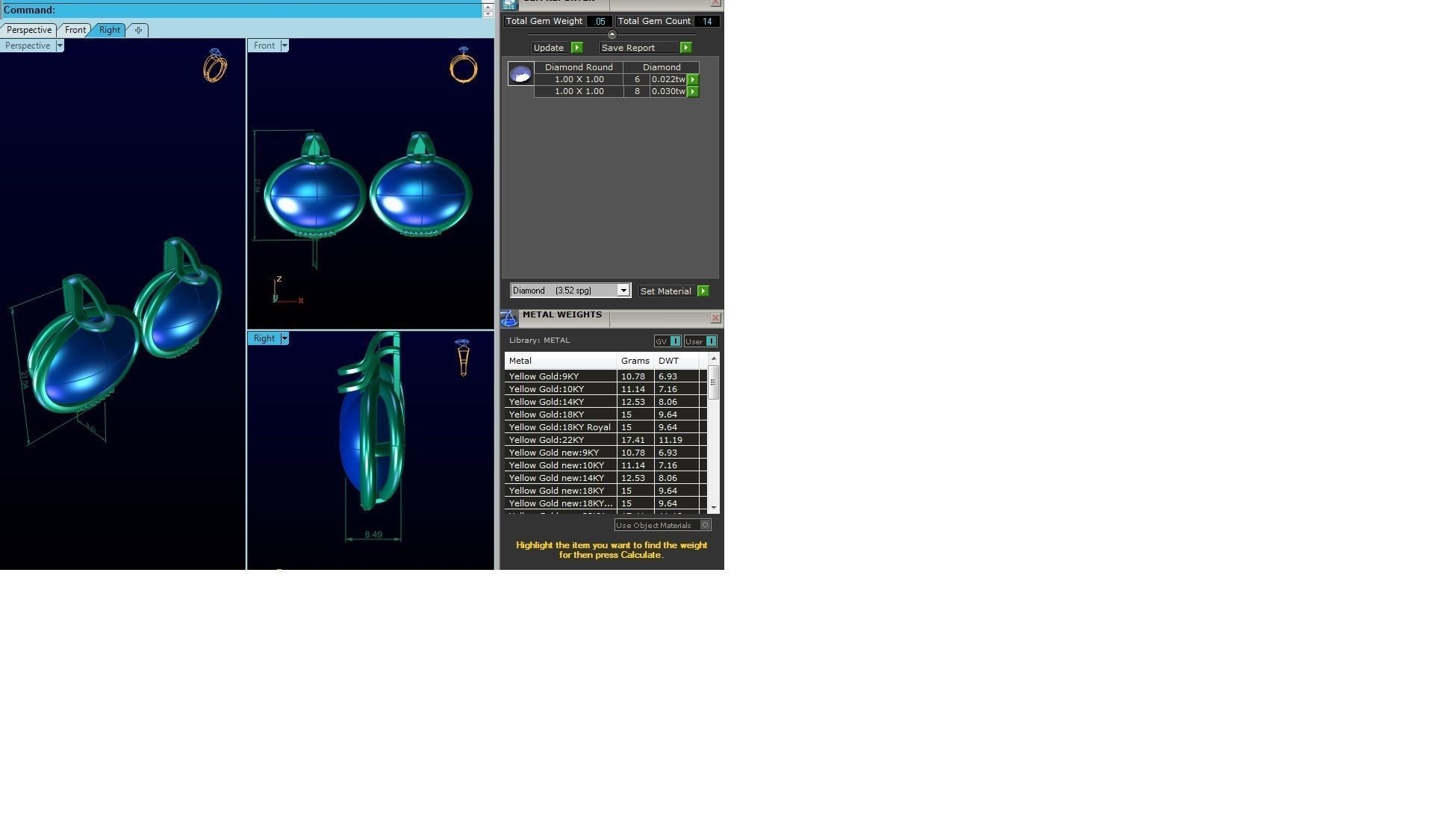 Diamond Classic Opal Stone Earrings 3D print model_6