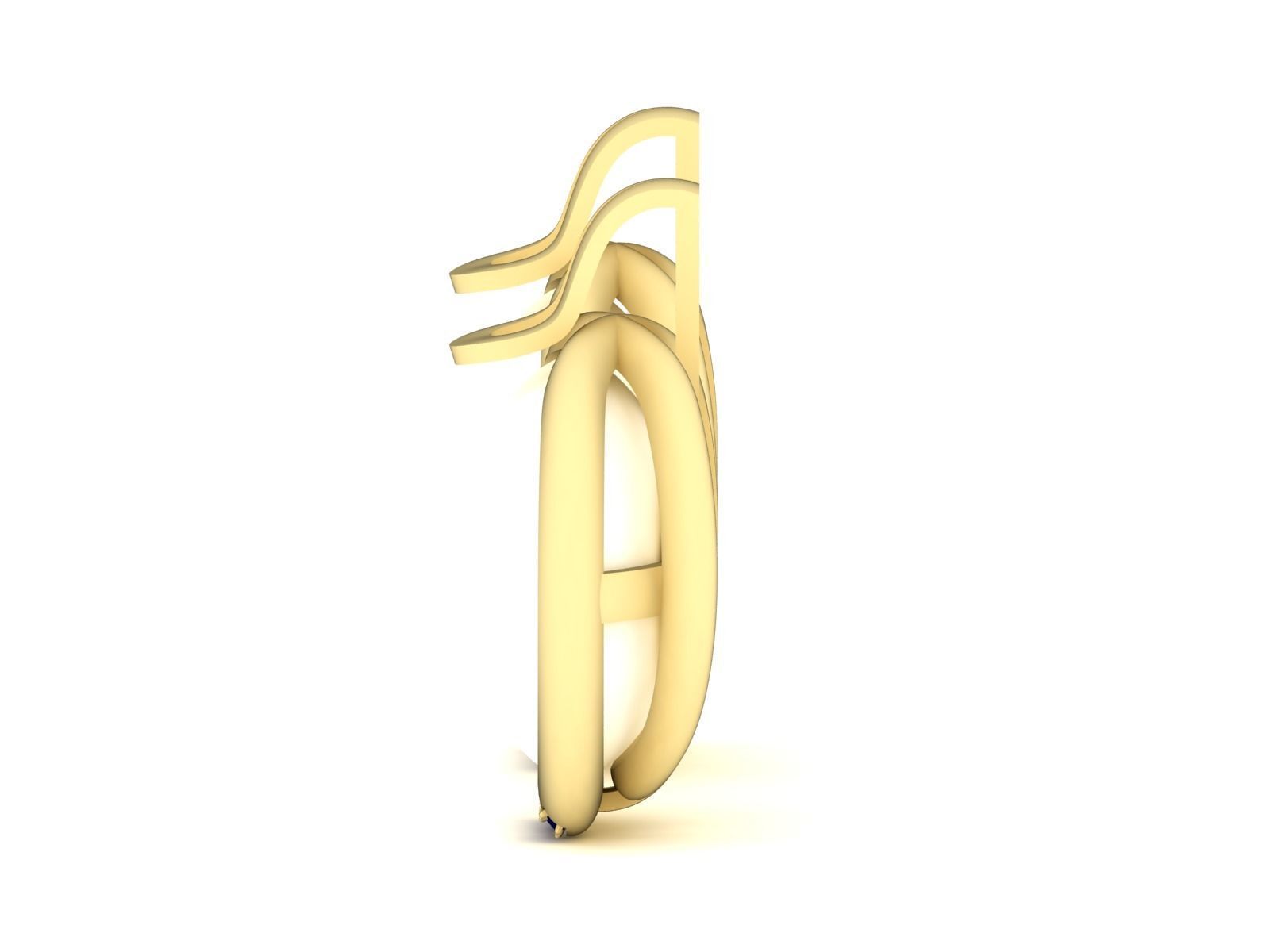 Diamond Classic Opal Stone Earrings 3D print model_10