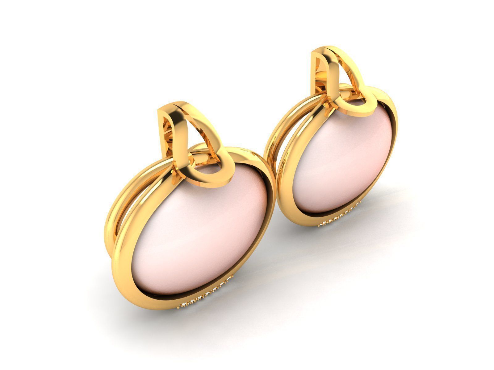 Diamond Classic Opal Stone Earrings 3D print model_2