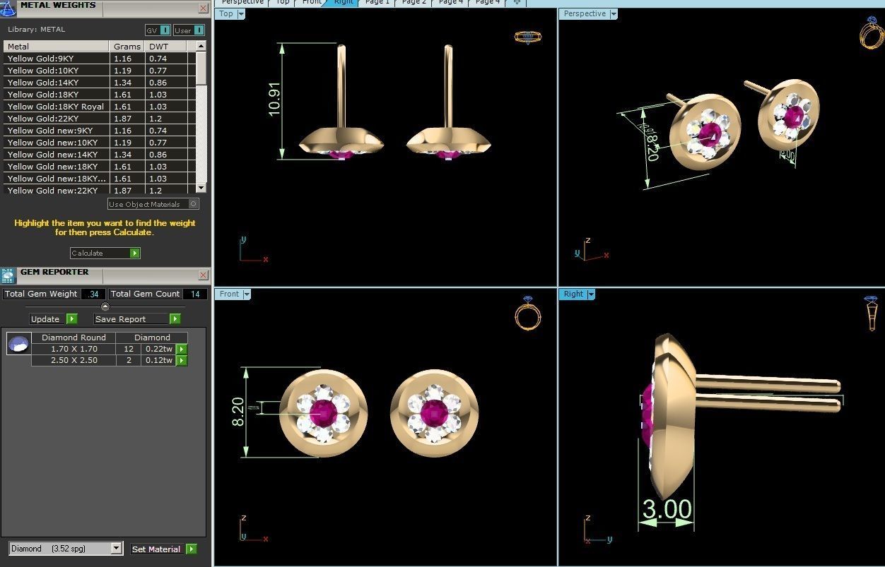 Diamond Classic Earrings 3D print model_4