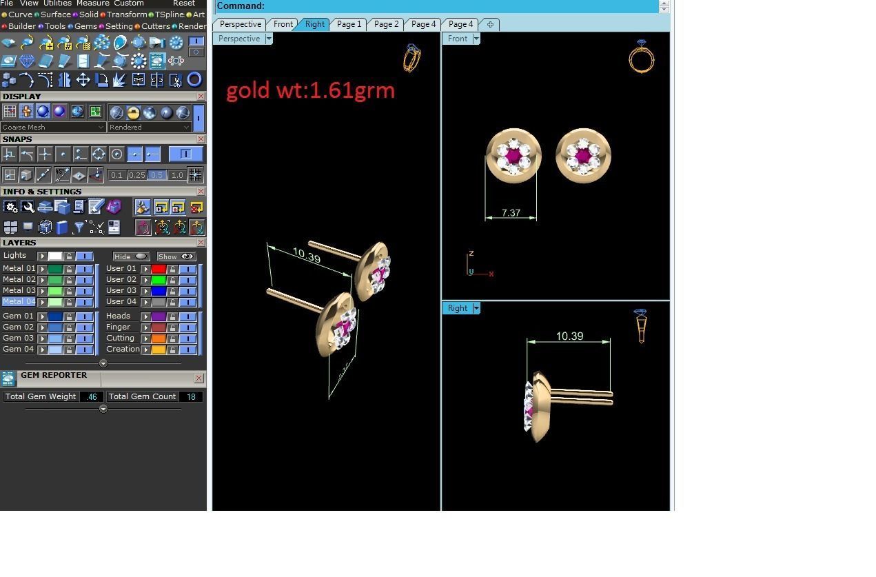 Diamond Classic Earrings 3D print model_11