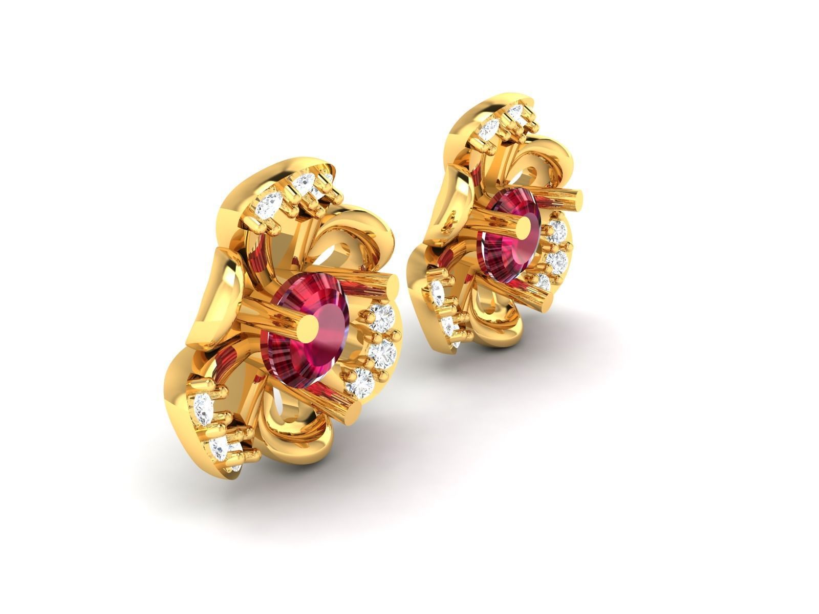 Diamond Classic Earrings 3D print model_8