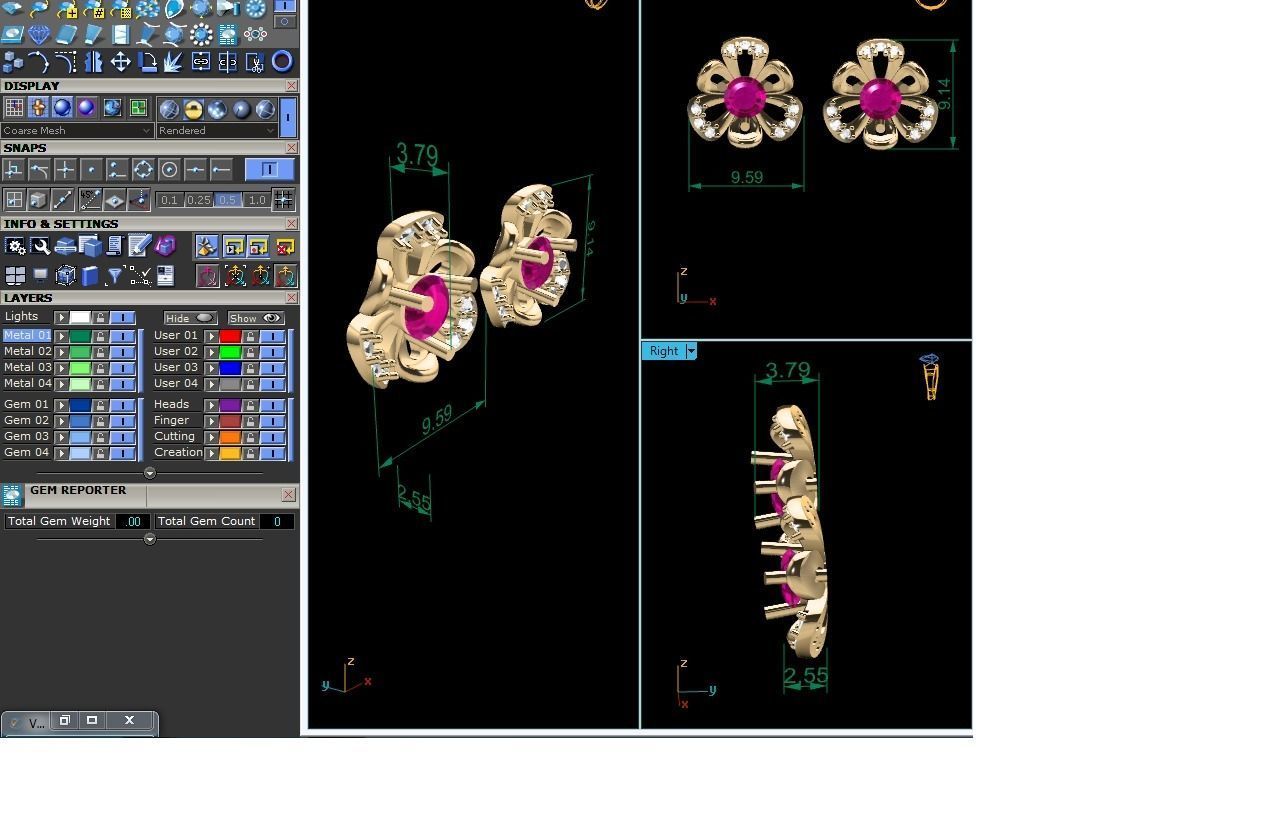 Diamond Classic Earrings 3D print model_12