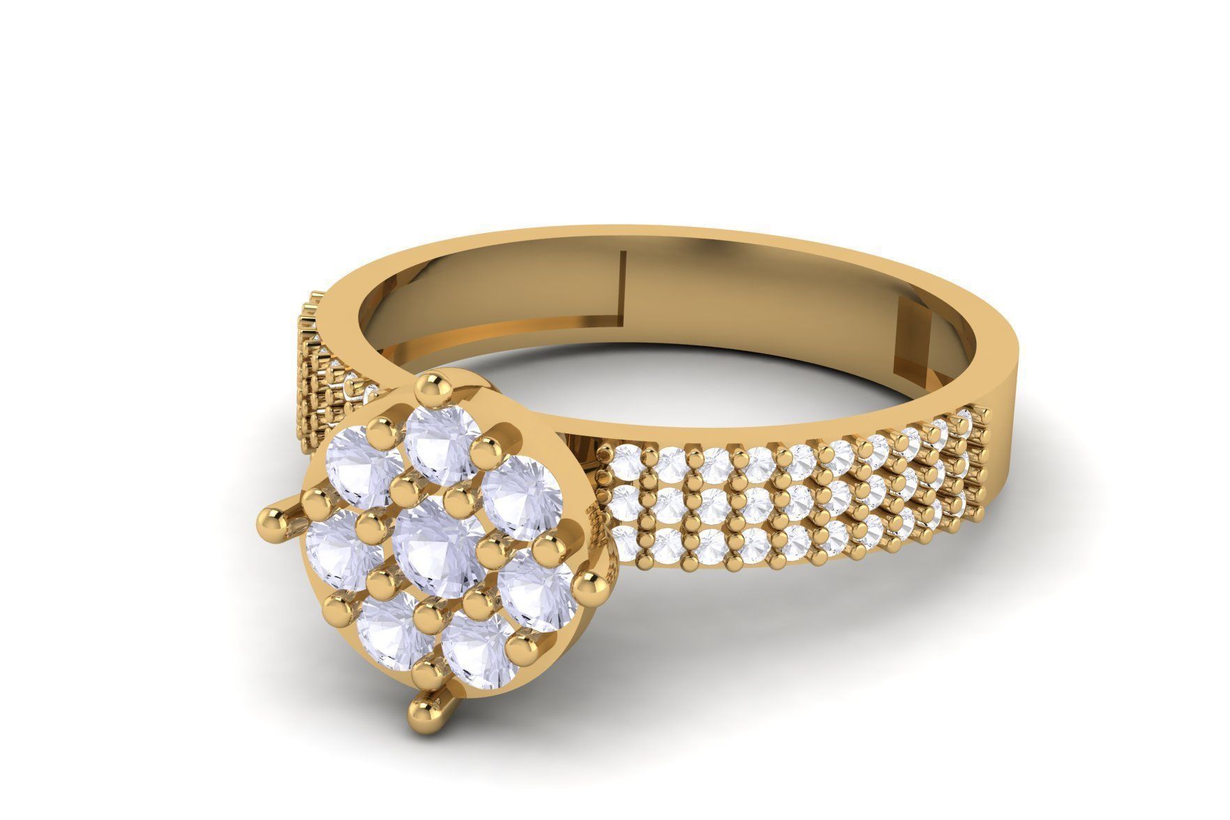 Round Cut Diamond Solitaire Ring R 130 3D print model_3