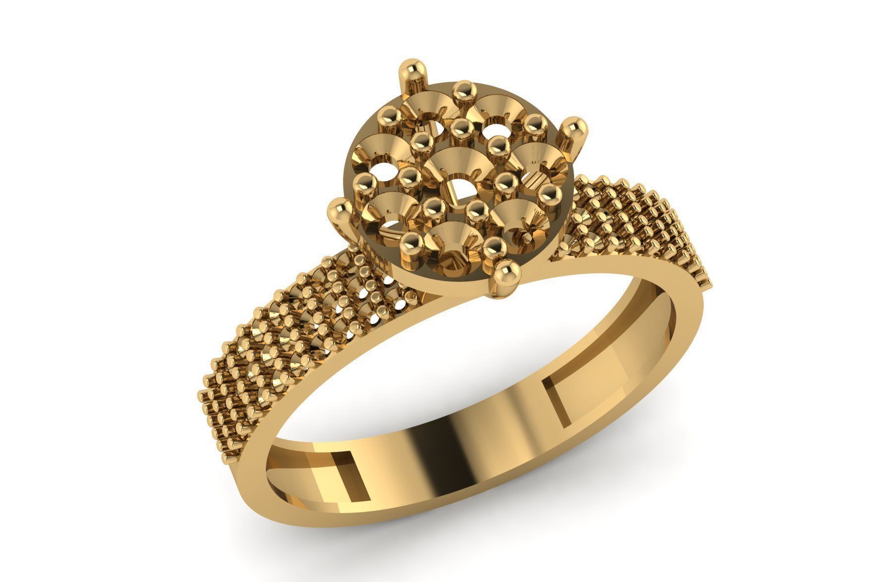 Round Cut Diamond Solitaire Ring R 130 3D print model_2