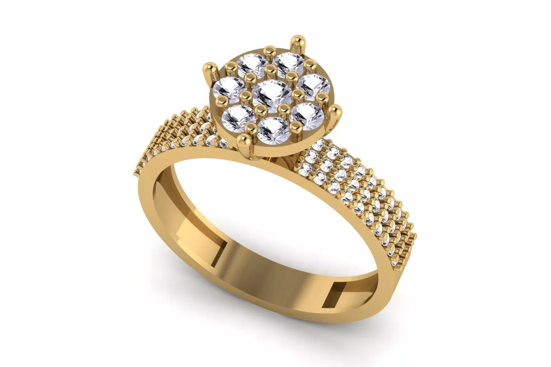 Round Cut Diamond Solitaire Ring R 130 3D print model_0