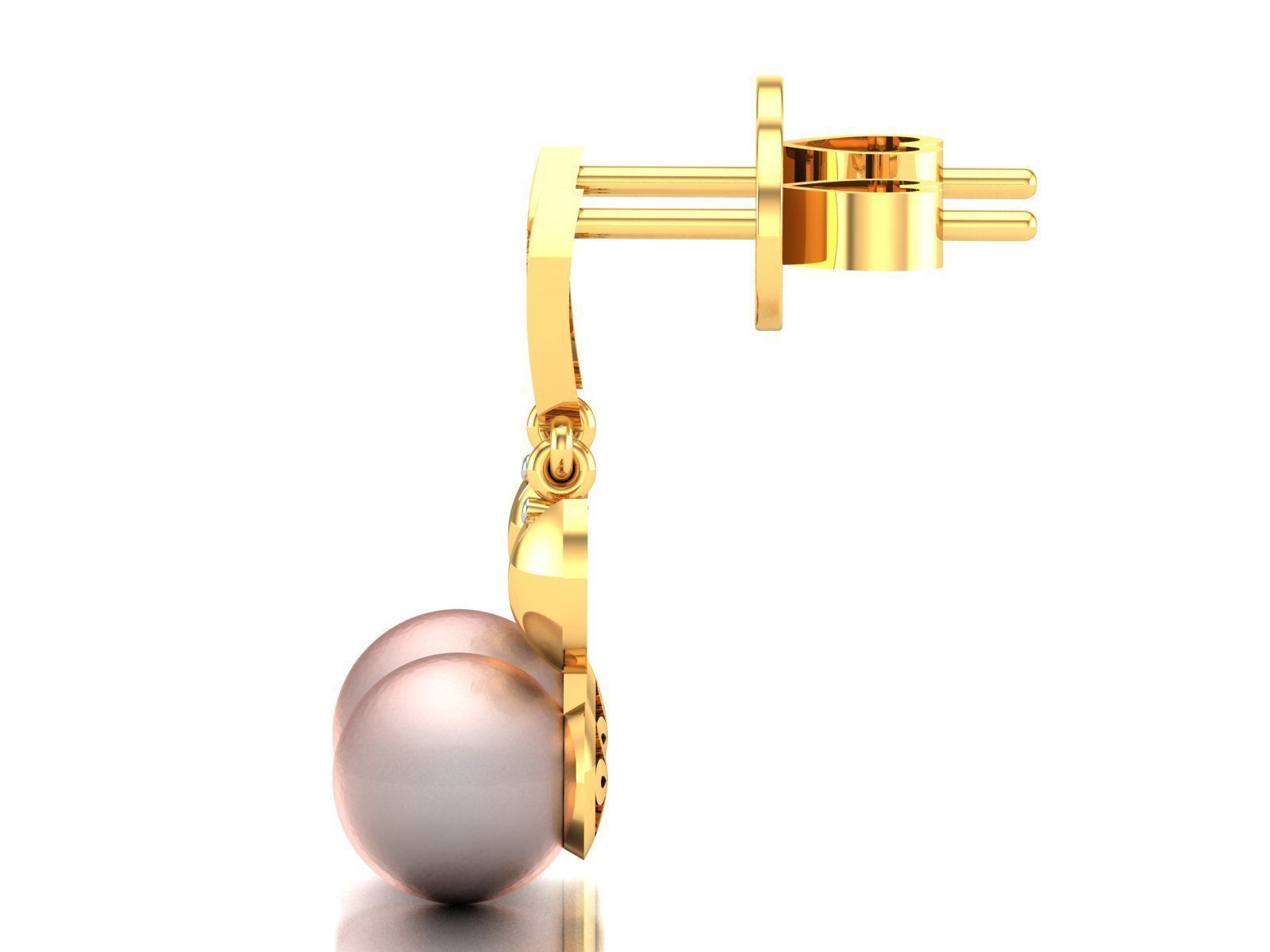 Diamond Classic Opal Stone Earrings 3D print model_6