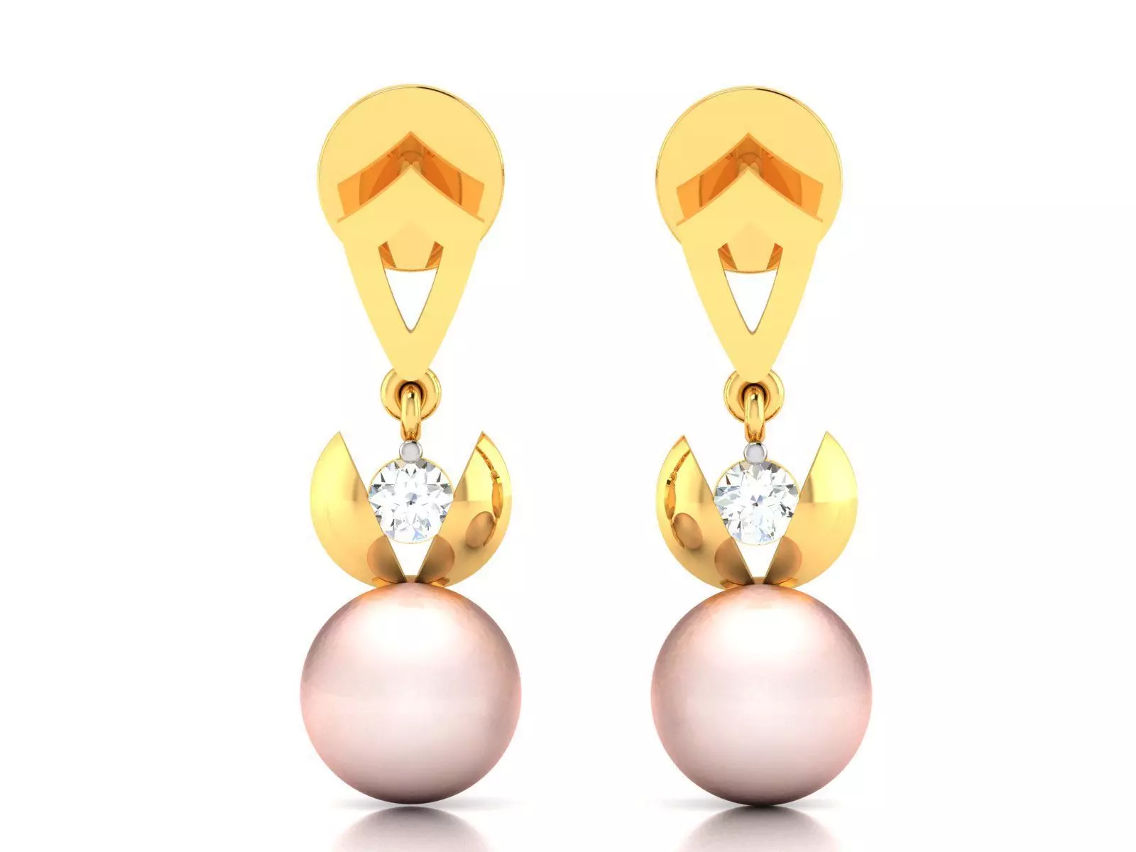 Diamond Classic Opal Stone Earrings 3D print model_0