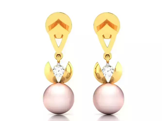 Diamond Classic Opal Stone Earrings 3D print model