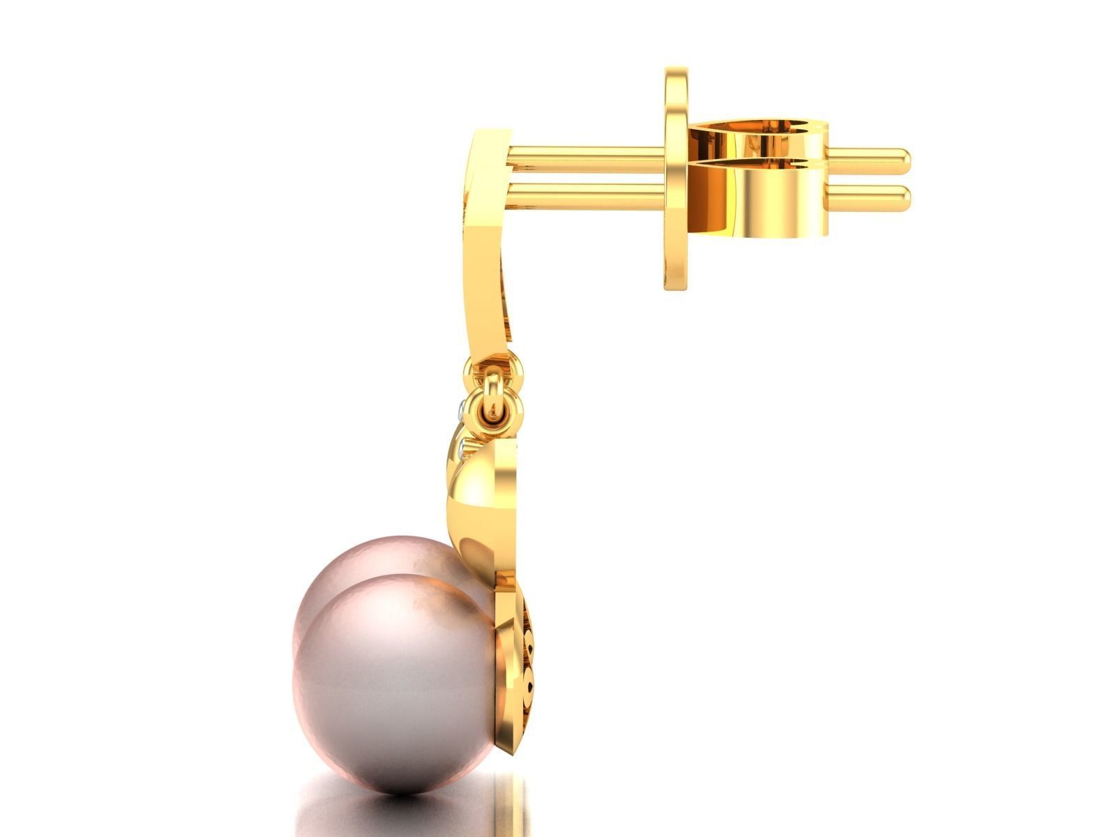 Diamond Classic Opal Stone Earrings 3D print model_4