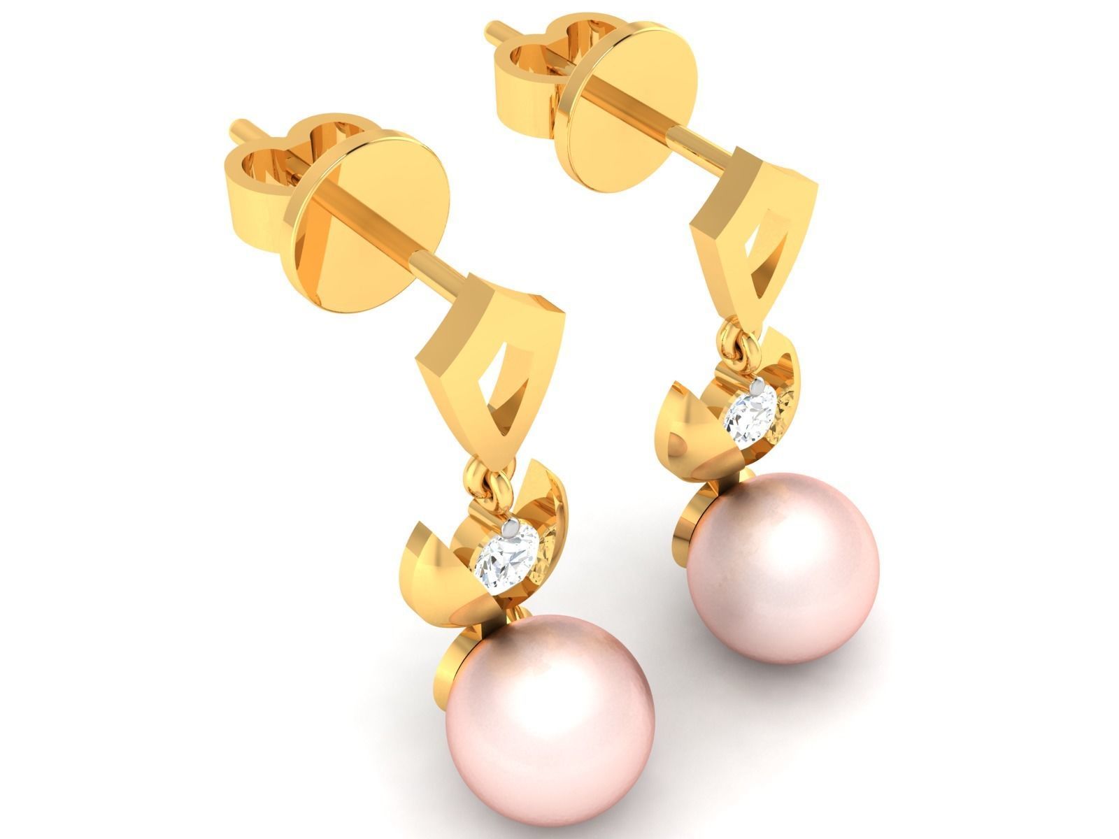 Diamond Classic Opal Stone Earrings 3D print model_1