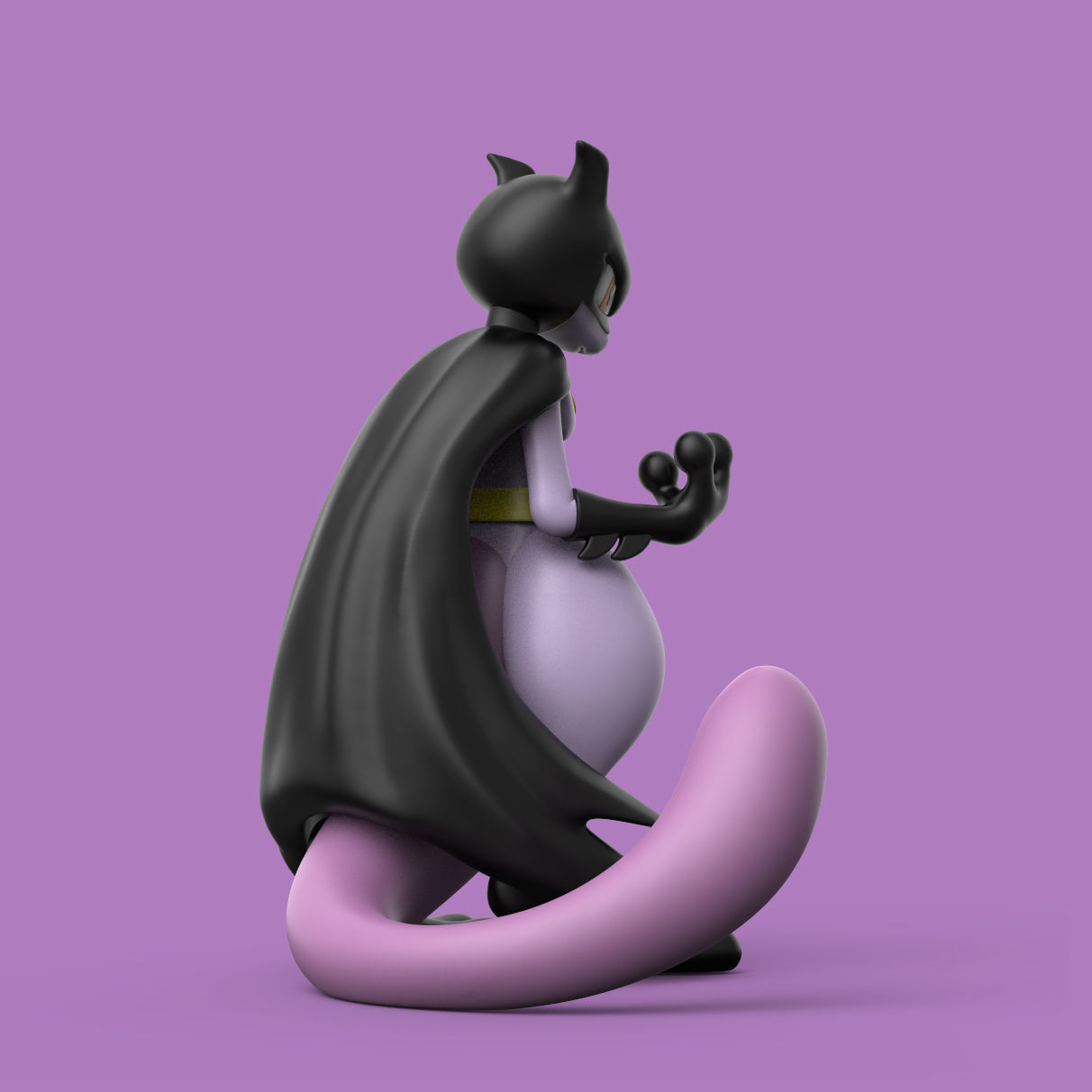 POKEMON - MEWTWO x BATMAN 3D print model_2