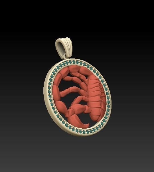 Horoscope Scorpion Pendant 3D model_2