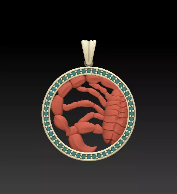Horoscope Scorpion Pendant 3D model_0