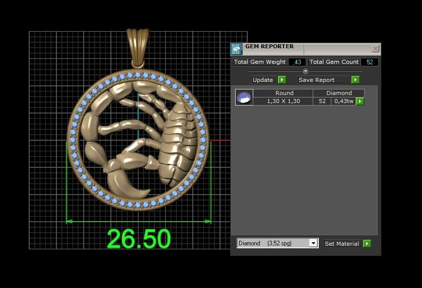 Horoscope Scorpion Pendant 3D model_9