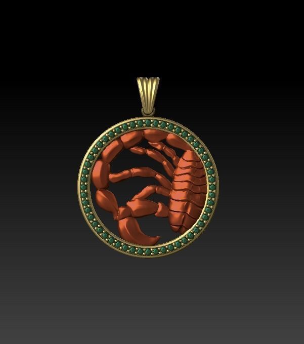 Horoscope Scorpion Pendant 3D model_4