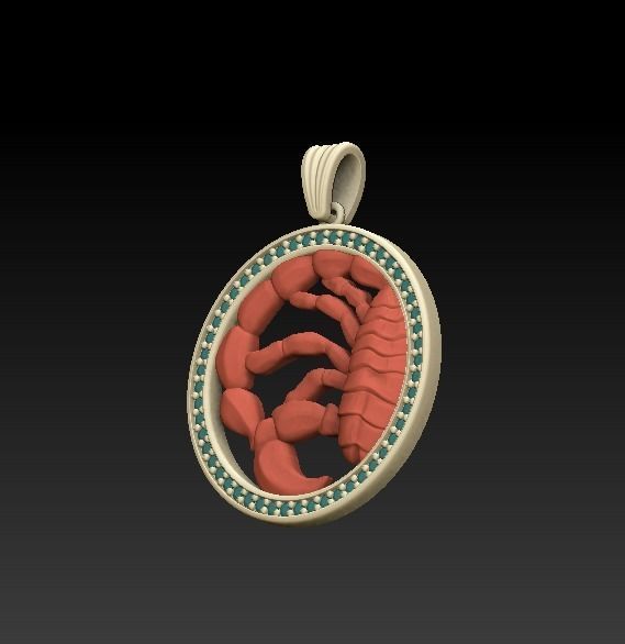 Horoscope Scorpion Pendant 3D model_1
