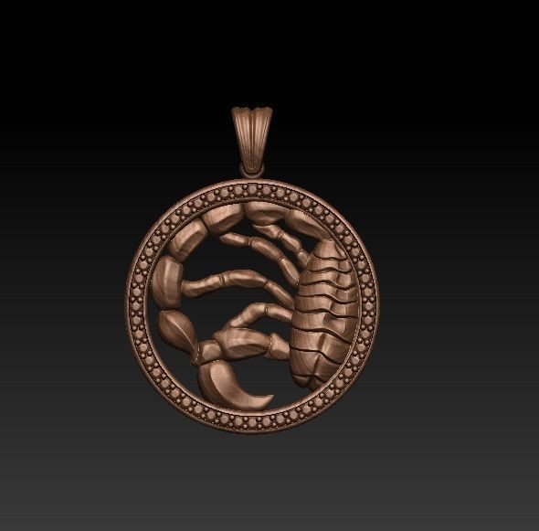 Horoscope Scorpion Pendant 3D model_8