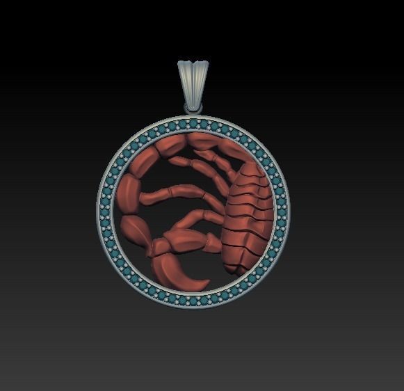 Horoscope Scorpion Pendant 3D model_5