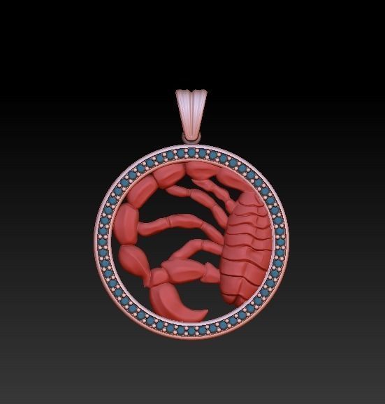 Horoscope Scorpion Pendant 3D model_3
