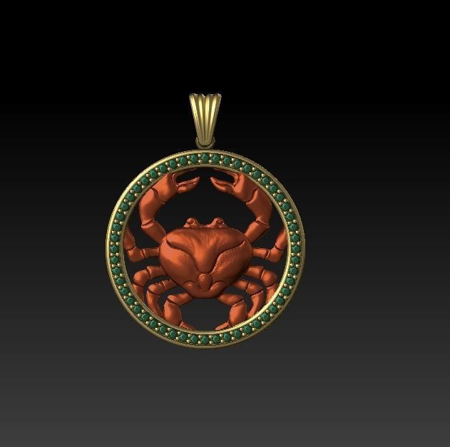 Horoscope Cancer pendant 3D model_5