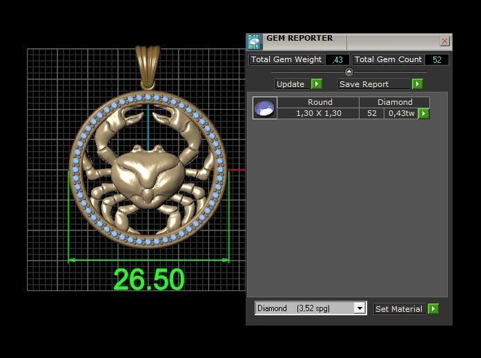 Horoscope Cancer pendant 3D model_3