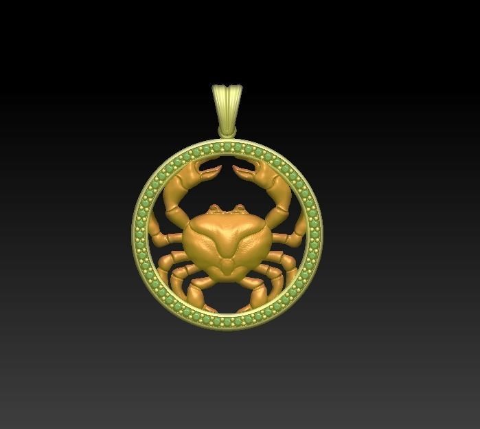 Horoscope Cancer pendant 3D model_8
