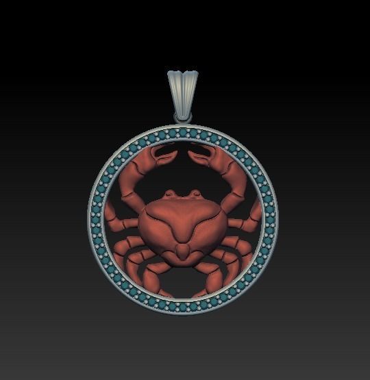 Horoscope Cancer pendant 3D model_6