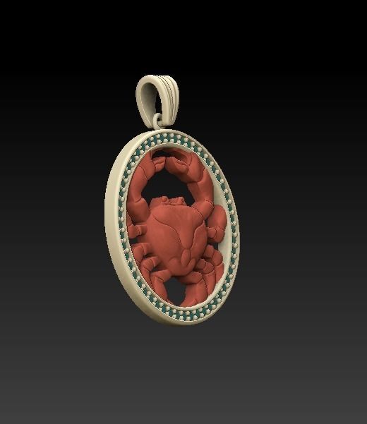 Horoscope Cancer pendant 3D model_1