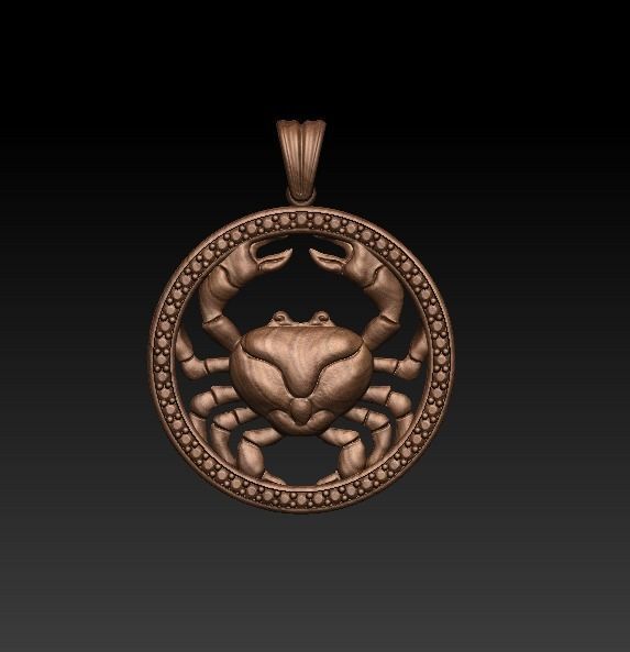 Horoscope Cancer pendant 3D model_9