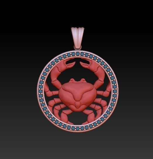Horoscope Cancer pendant 3D model_4